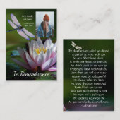 Memorial Keepomwille Memorial Dragonfly Lotus Flow Visitekaartje (Voorkant / Achterkant)