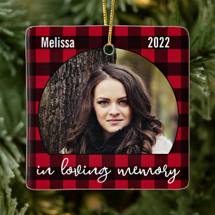 Memorial Keepomwille Red Pset Loving Memory Foto Keramisch Ornament
