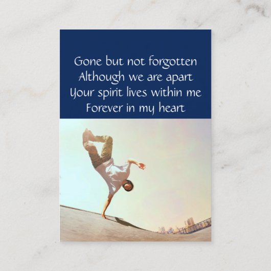 Memorial Keepomwille Skateboarding Visitekaartje (Achterkant)