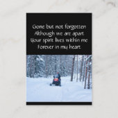 Memorial Keepomwille Snow Mobile Winter Sports Visitekaartje (Achterkant)