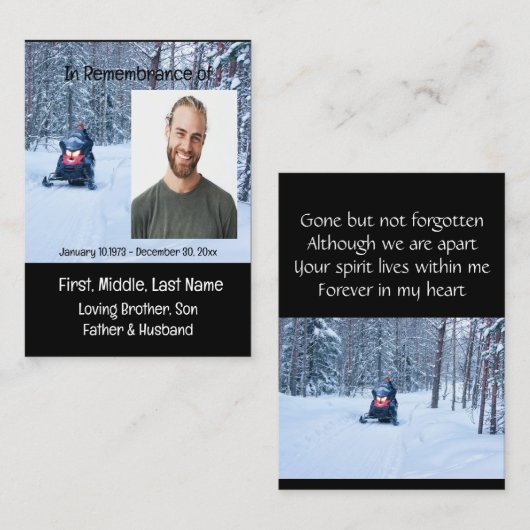 Memorial Keepomwille Snow Mobile Winter Sports Visitekaartje (Voorkant / Achterkant)