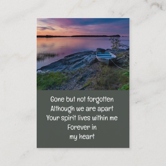 Memorial Keepomwille Sunset Ocean Boat Visitekaartje (Achterkant)