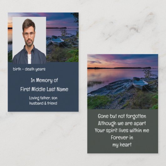 Memorial Keepomwille Sunset Ocean Boat Visitekaartje (Voorkant / Achterkant)