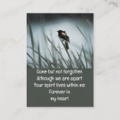 Memorial Keepomwille Wetlands Marsh Blackbird Visitekaartje (Achterkant)