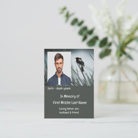 Memorial Keepomwille Wetlands Marsh Blackbird Visitekaartje (Staand voorkant)