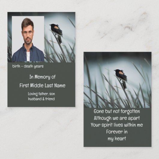 Memorial Keepomwille Wetlands Marsh Blackbird Visitekaartje (Voorkant / Achterkant)