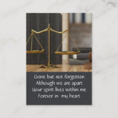 Memorial Keepsake Advocaat Recht Visitekaartje (Achterkant)