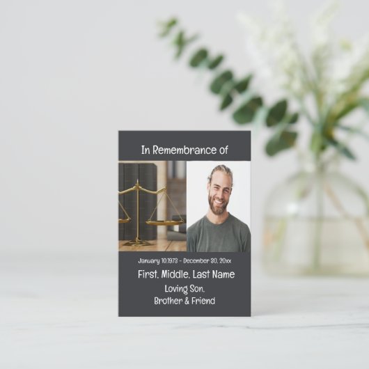 Memorial Keepsake Advocaat Recht Visitekaartje (Staand voorkant)