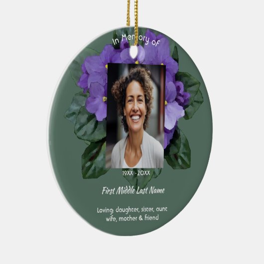 Memorial Keepsake African Violet Keramisch Ornament (Rechts)