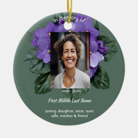Memorial Keepsake African Violet Keramisch Ornament (Voorkant)
