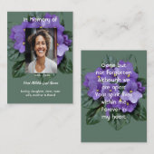 Memorial Keepsake African Violet Visitekaartje (Voorkant / Achterkant)
