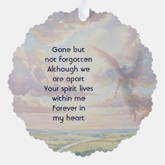Memorial Keepsake Angel Sky Clouds Ornament Kaart (Achterkant)