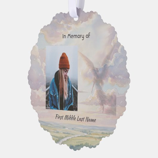 Memorial Keepsake Angel Sky Clouds Ornament Kaart (Links)