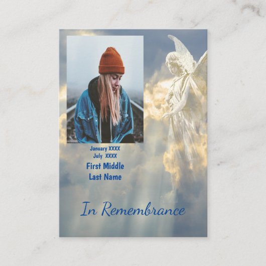 Memorial Keepsake Angel Sky Clouds Visitekaartje (Voorkant)