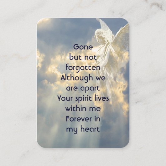 Memorial Keepsake Angel Sky Clouds Visitekaartje (Achterkant)