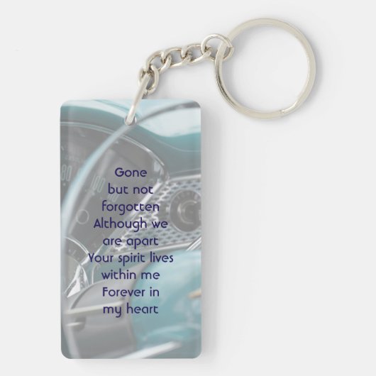 Memorial Keepsake Antiek Auto's Sleutelhanger (achterkant)