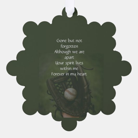 Memorial Keepsake Baseball Game Player Ornament Kaart (Achterkant)