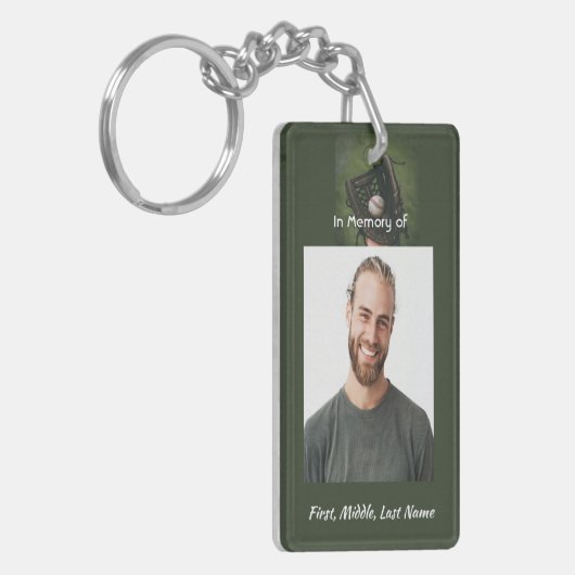 Memorial Keepsake Baseball Game Player  Sleutelhanger (Voorkant Links)