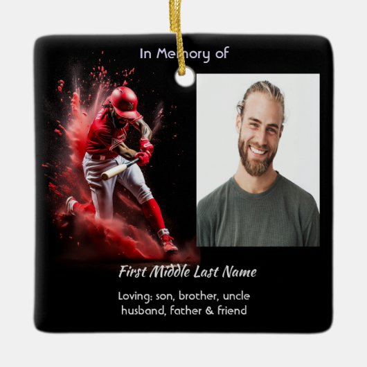  Memorial Keepsake Baseball Softball  Keramisch Ornament (Voorkant)