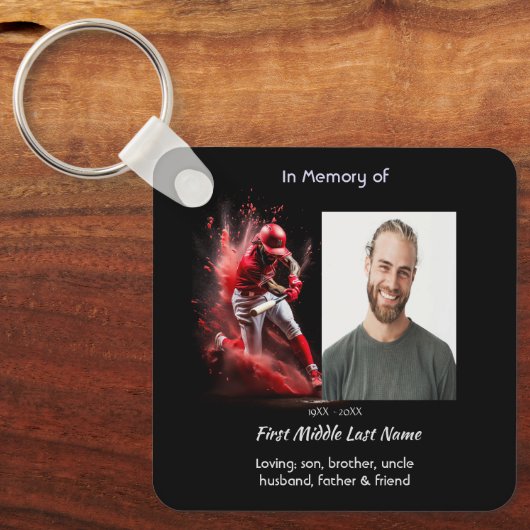 Memorial Keepsake Baseball Softball Sleutelhanger (Voorkant)