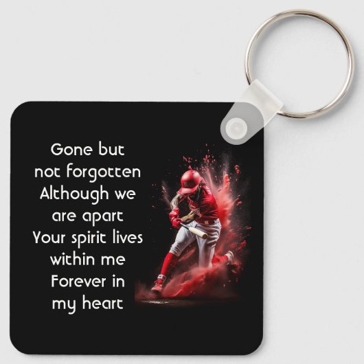  Memorial Keepsake Baseball Softball  Sleutelhanger (Achterkant)