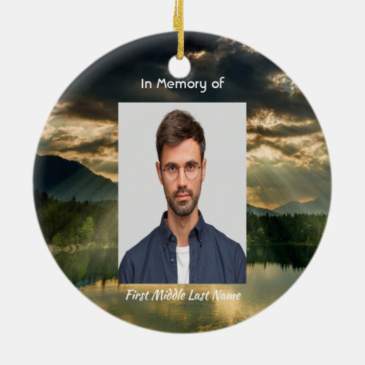 Memorial Keepsake Beautiful Lake Beach Keramisch Ornament (Achterkant)