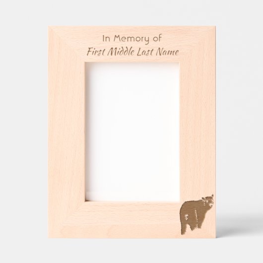 Memorial Keepsake Black Bear Animal Gegraveerde Lijstjes (Voorkant)