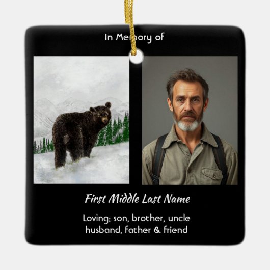 Memorial Keepsake Black Bear Animal Keramisch Ornament (Voorkant)