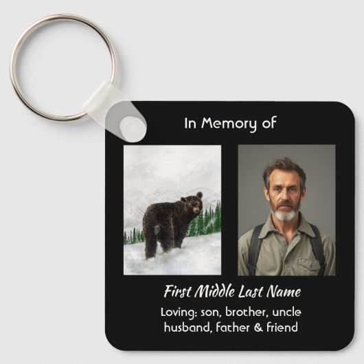 Memorial Keepsake Black Bear Animal Sleutelhanger (Voorkant)
