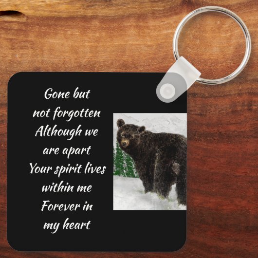 Memorial Keepsake Black Bear Animal Sleutelhanger (Achterkant)