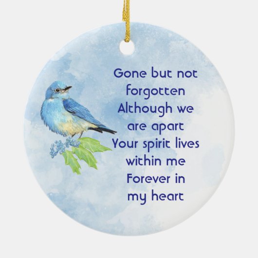  Memorial Keepsake Bluebird Garden Bird  Keramisch Ornament (Achterkant)