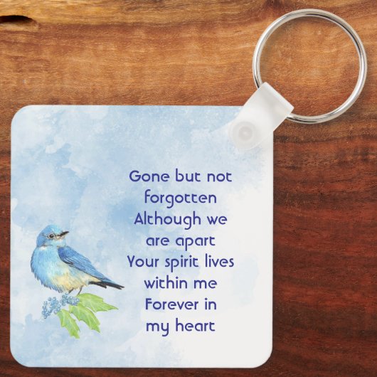  Memorial Keepsake Bluebird Garden Bird  Sleutelhanger (Achterkant)