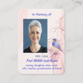 Memorial Keepsake Bluebird Garden Visitekaartje (Voorkant)