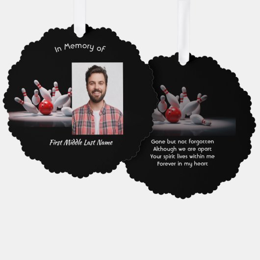  Memorial Keepsake Bowling Bowler Ornament Kaart (Voorkant / Achterkant)