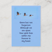  Memorial Keepsake  Canada Goose Outdoors Visitekaartje (Achterkant)