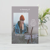 Memorial Keepsake Card Dragonfly Dewdrops Kaart (Staand voorkant)