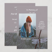 Memorial Keepsake Card Dragonfly Dewdrops Kaart (Voorkant / Achterkant)