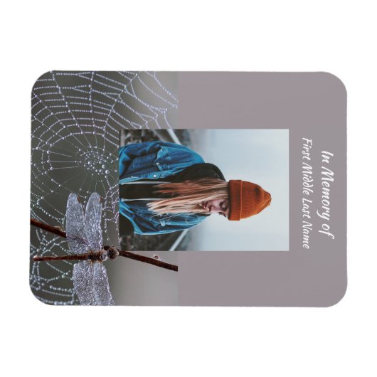 Memorial Keepsake Card Dragonfly Dewdrops Magneet (Horizontaal)