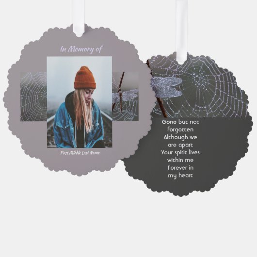 Memorial Keepsake  Card Dragonfly Dewdrops Ornament Kaart (Voorkant / Achterkant)