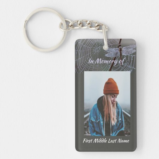 Memorial Keepsake Card Dragonfly Dewdrops Sleutelhanger (Voorkant)