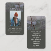 Memorial Keepsake  Card Dragonfly Dewdrops Visitekaartje (Voorkant / Achterkant)