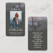 Memorial Keepsake  Card Dragonfly Dewdrops Visitekaartje (Voorkant / Achterkant)