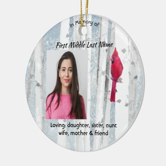 Memorial Keepsake Cardinal Bird Keramisch Ornament (Links)