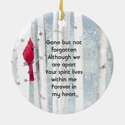 Memorial Keepsake Cardinal Bird Keramisch Ornament (Achterkant)