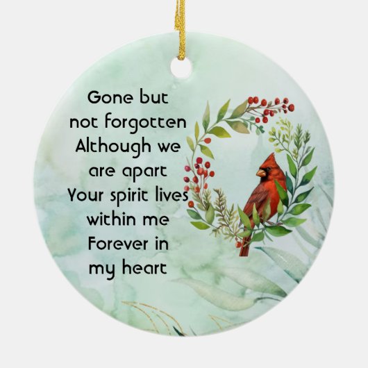Memorial Keepsake Cardinal Bird Keramisch Ornament (Achterkant)