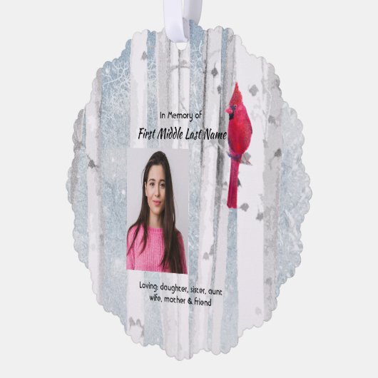 Memorial Keepsake Cardinal Bird Ornament Kaart (Links)
