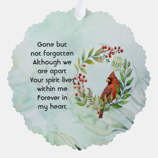 Memorial Keepsake Cardinal Bird Ornament Kaart (Achterkant)
