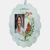 Memorial Keepsake Cardinal Bird Ornament Kaart (Links)