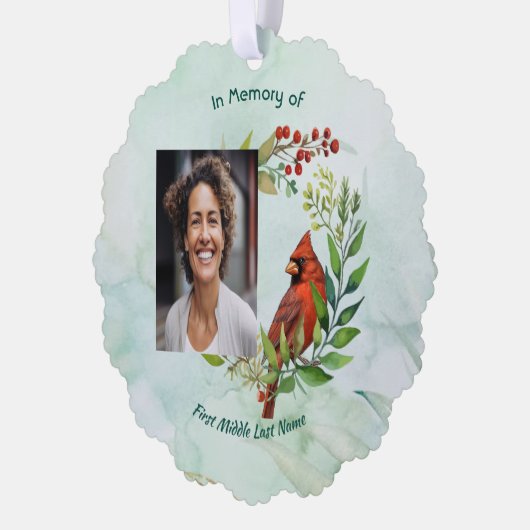Memorial Keepsake Cardinal Bird Ornament Kaart (Links)