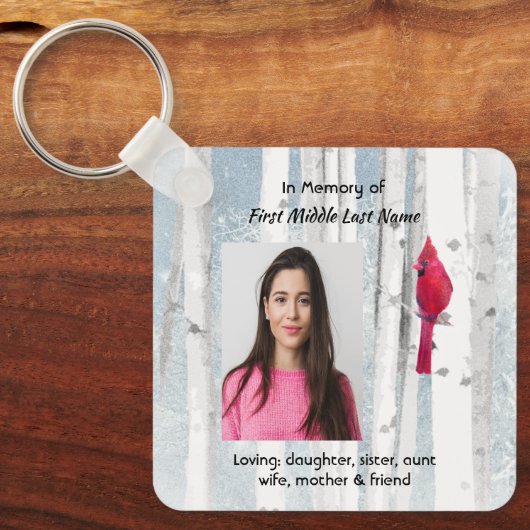 Memorial Keepsake Cardinal Bird Sleutelhanger (Voorkant)